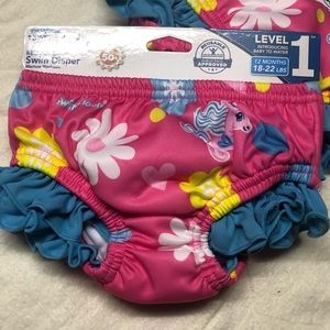 1 NEW 12M Pool-Approved Pink Ruffle Reusable Swim Diaper Little Swimmer Splasher
